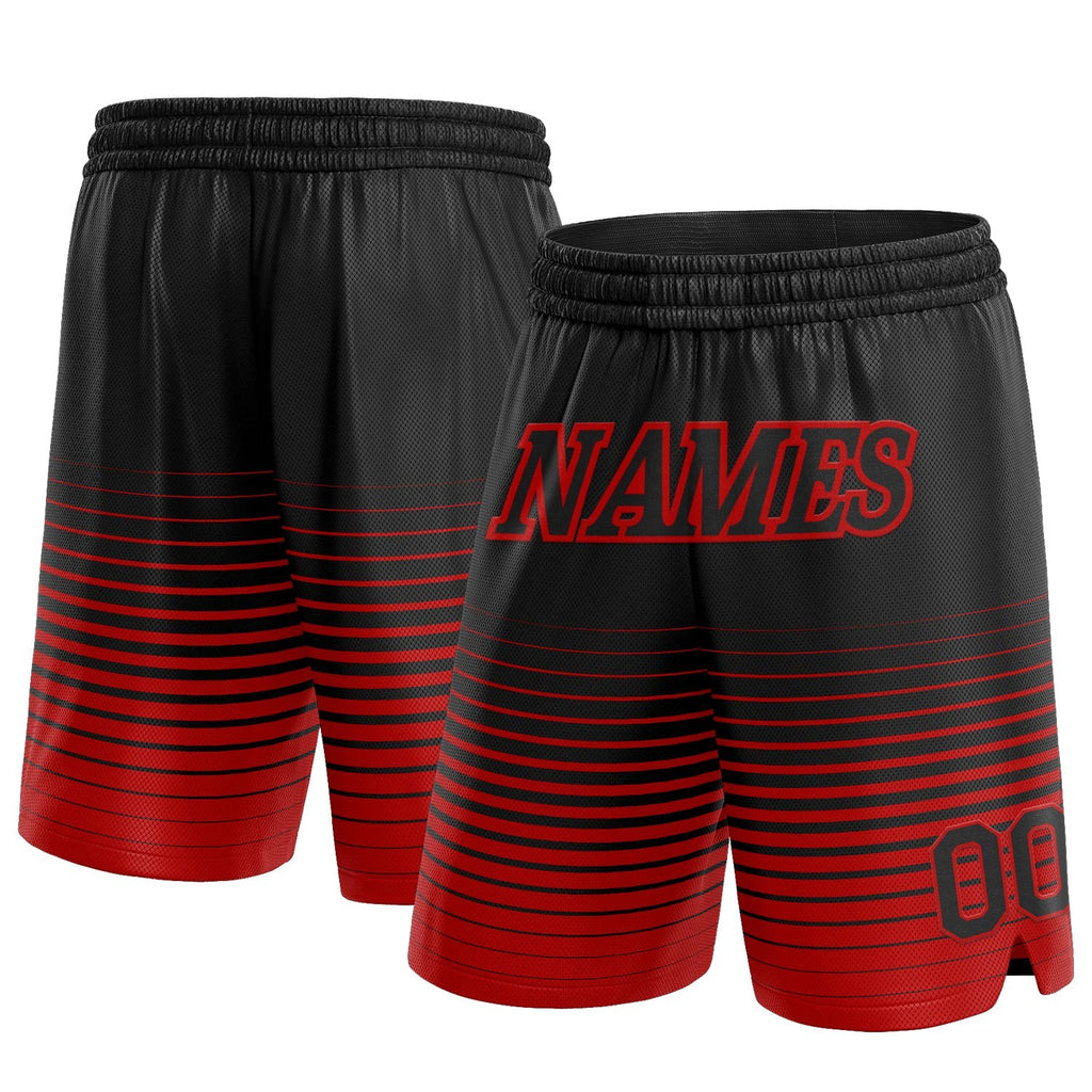 Custom Black Red Pinstripe Fade Fashion Authentic Basketball Shorts photo 1