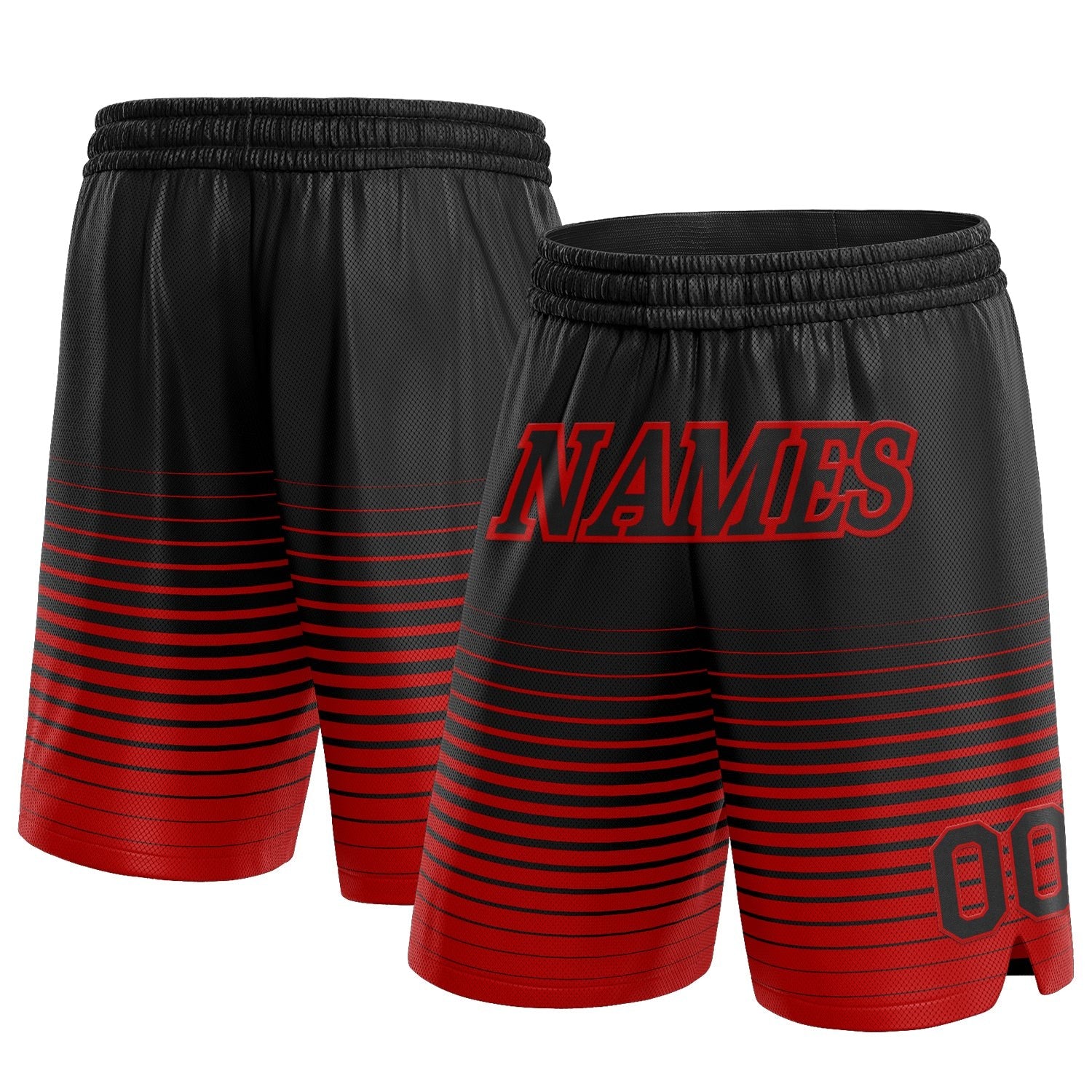 Custom Black Red Pinstripe Fade Fashion Authentic Basketball Shorts photo 1