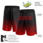 Custom Black Red Pinstripe Fade Fashion Authentic Basketball Shorts photo 2