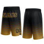 Custom Black Old Gold Pinstripe Fade Fashion Authentic Basketball Shorts