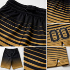 Custom Black Old Gold Pinstripe Fade Fashion Authentic Basketball Shorts detail