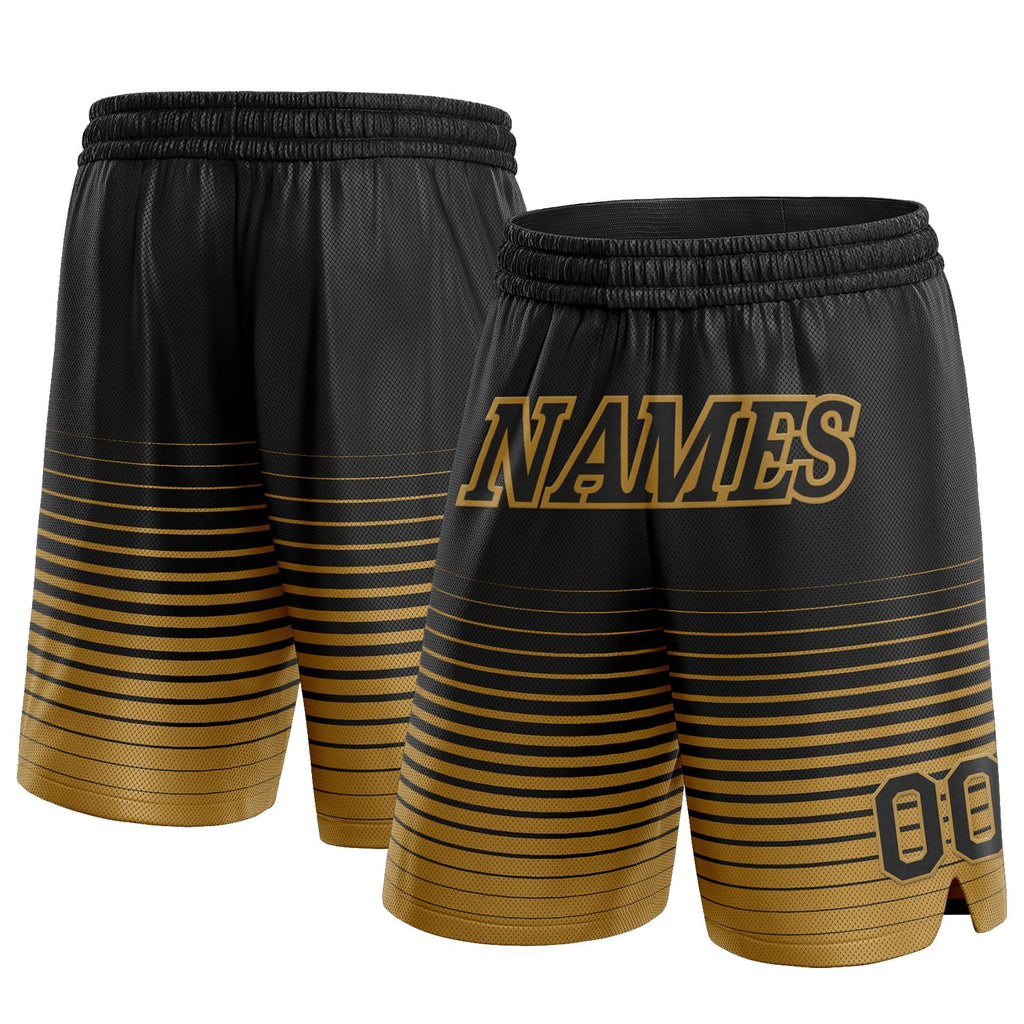 Custom Black Old Gold Pinstripe Fade Fashion Authentic Basketball Shorts photo 1