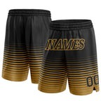 Custom Black Old Gold Pinstripe Fade Fashion Authentic Basketball Shorts photo 1