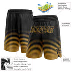 Custom Black Old Gold Pinstripe Fade Fashion Authentic Basketball Shorts photo 2