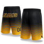 Custom Black Gold Pinstripe Fade Fashion Authentic Basketball Shorts