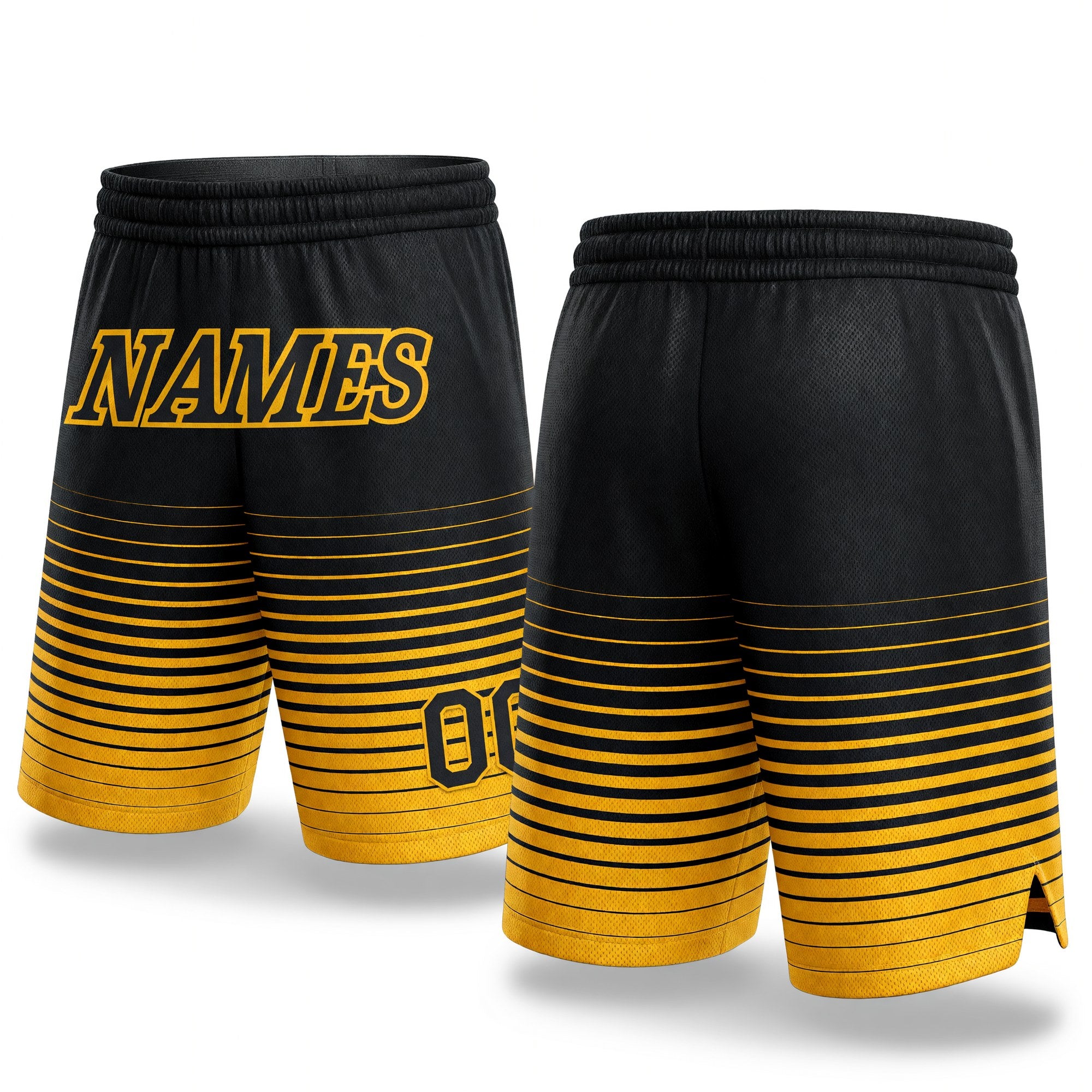 Custom Black Gold Pinstripe Fade Fashion Authentic Basketball Shorts