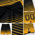 Custom Black Gold Pinstripe Fade Fashion Authentic Basketball Shorts detail