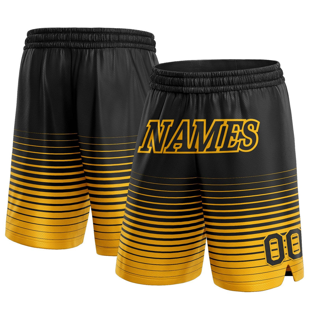 Custom Black Gold Pinstripe Fade Fashion Authentic Basketball Shorts photo 1
