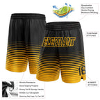 Custom Black Gold Pinstripe Fade Fashion Authentic Basketball Shorts photo 2