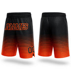 Custom Black Orange Pinstripe Fade Fashion Authentic Basketball Shorts