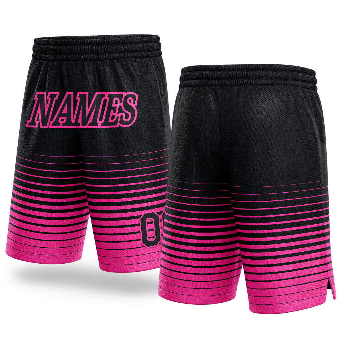 Custom Black Pink Pinstripe Fade Fashion Authentic Basketball Shorts