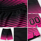 Custom Black Pink Pinstripe Fade Fashion Authentic Basketball Shorts detail