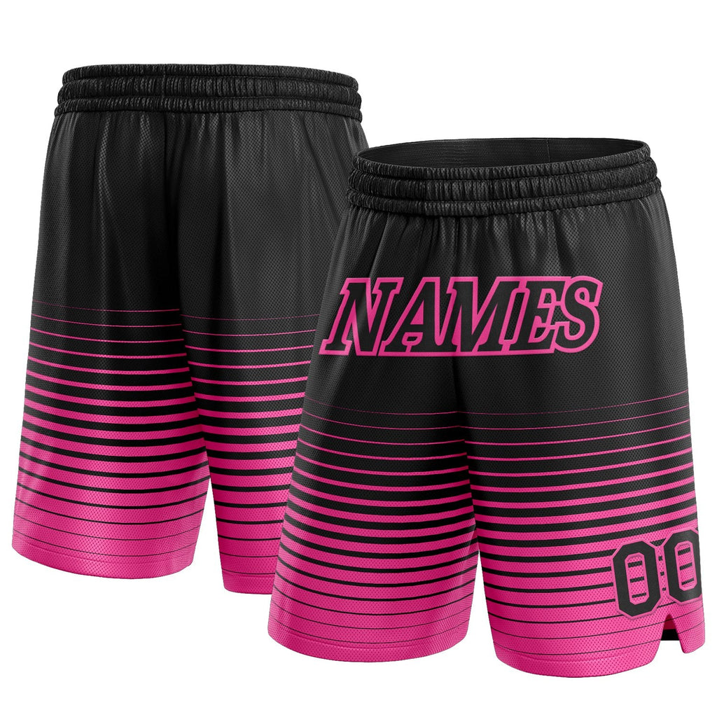 Custom Black Pink Pinstripe Fade Fashion Authentic Basketball Shorts photo 1
