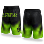 Custom Black Neon Green Pinstripe Fade Fashion Authentic Basketball Shorts