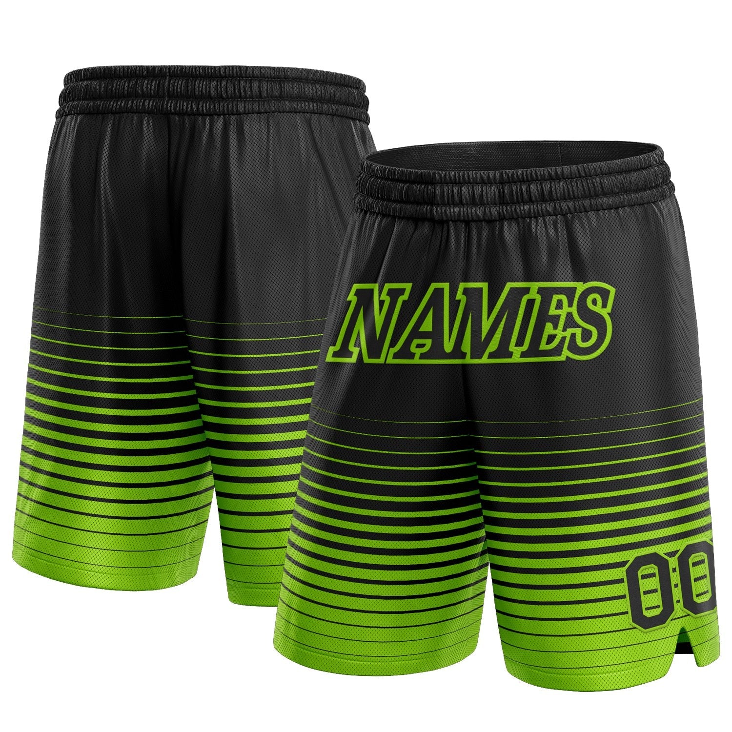 Custom Black Neon Green Pinstripe Fade Fashion Authentic Basketball Shorts photo 1