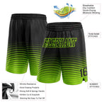Custom Black Neon Green Pinstripe Fade Fashion Authentic Basketball Shorts photo 2