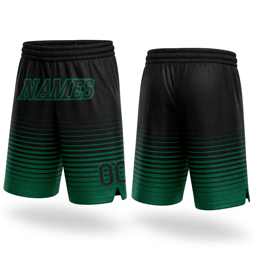 Custom Black Kelly Green Pinstripe Fade Fashion Authentic Basketball Shorts