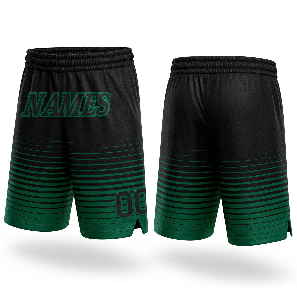 Custom Black Kelly Green Pinstripe Fade Fashion Authentic Basketball Shorts