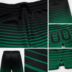 Custom Black Kelly Green Pinstripe Fade Fashion Authentic Basketball Shorts detail