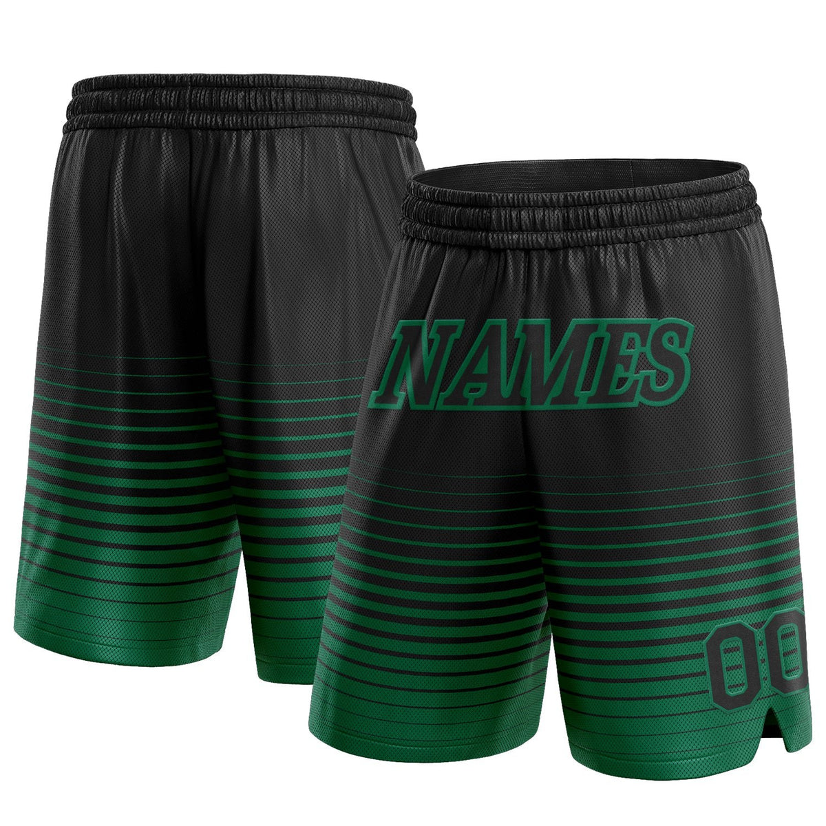 Custom Black Kelly Green Pinstripe Fade Fashion Authentic Basketball Shorts photo 1