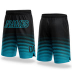 Custom Black Teal Pinstripe Fade Fashion Authentic Basketball Shorts
