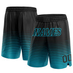 Custom Black Teal Pinstripe Fade Fashion Authentic Basketball Shorts photo 1