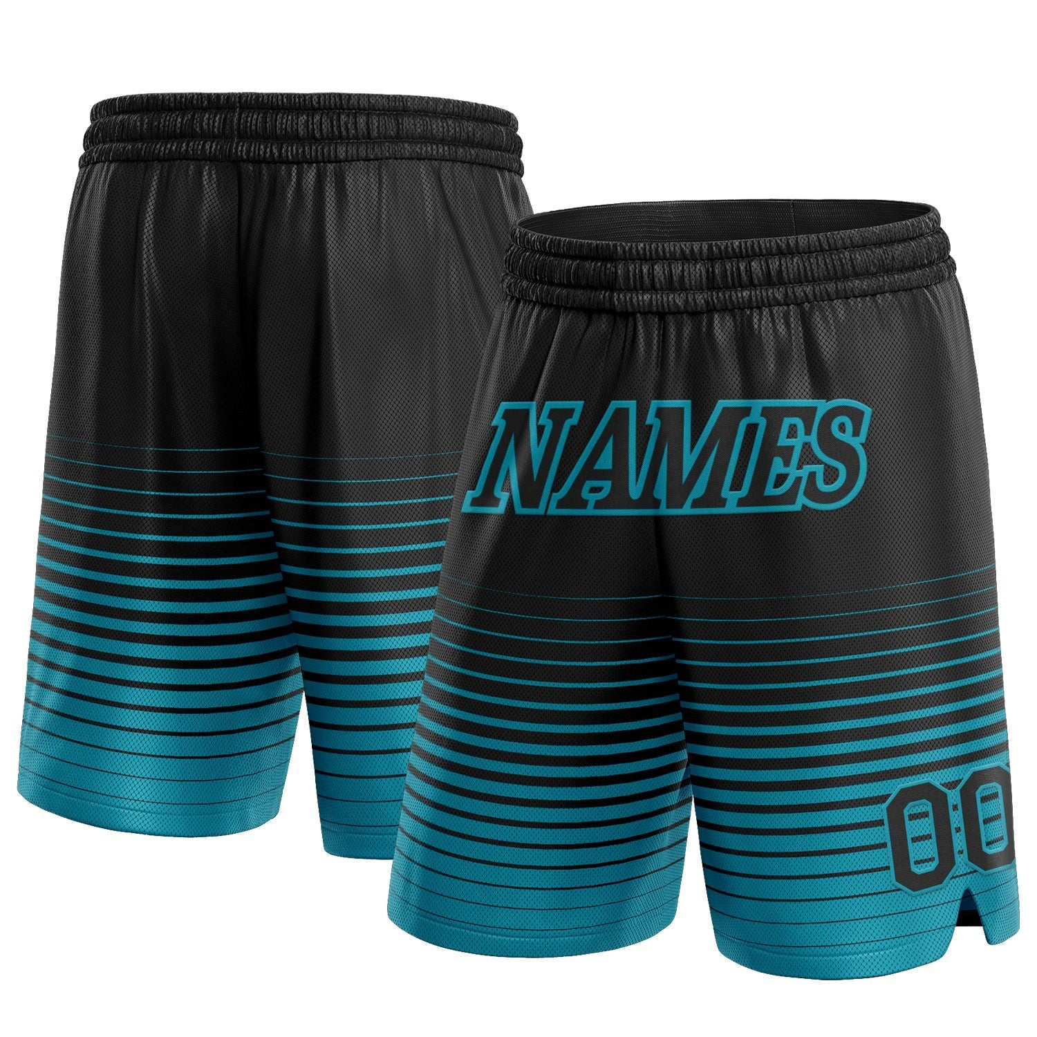Custom Black Teal Pinstripe Fade Fashion Authentic Basketball Shorts photo 1