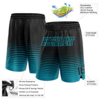 Custom Black Teal Pinstripe Fade Fashion Authentic Basketball Shorts photo 2