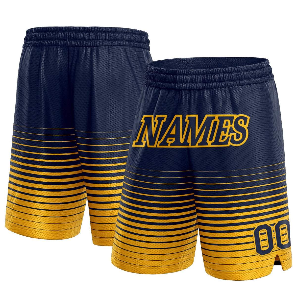 Custom Navy Gold Pinstripe Fade Fashion Authentic Basketball Shorts photo 1