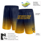Custom Navy Gold Pinstripe Fade Fashion Authentic Basketball Shorts photo 2