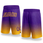 Custom Purple Gold Pinstripe Fade Fashion Authentic Basketball Shorts