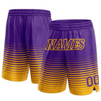 Custom Purple Gold Pinstripe Fade Fashion Authentic Basketball Shorts photo 1