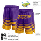 Custom Purple Gold Pinstripe Fade Fashion Authentic Basketball Shorts photo 2