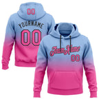 Custom Stitched Light Blue Pink-Black Fade Fashion Sports Pullover Sweatshirt Hoodie photo 1