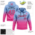 Custom Stitched Light Blue Pink-Black Fade Fashion Sports Pullover Sweatshirt Hoodie photo 2