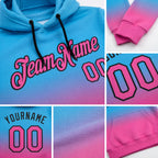 Custom Stitched Sky Blue Pink-Black Fade Fashion Sports Pullover Sweatshirt Hoodie detail