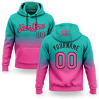 Custom Stitched Aqua Pink-Black Fade Fashion Sports Pullover Sweatshirt Hoodie