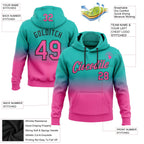 Custom Stitched Aqua Pink-Black Fade Fashion Sports Pullover Sweatshirt Hoodie photo 2