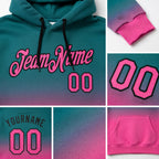 Custom Stitched Teal Pink-Black Fade Fashion Sports Pullover Sweatshirt Hoodie detail