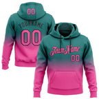 Custom Stitched Teal Pink-Black Fade Fashion Sports Pullover Sweatshirt Hoodie photo 1