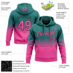 Custom Stitched Teal Pink-Black Fade Fashion Sports Pullover Sweatshirt Hoodie photo 2
