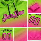 Custom Stitched Neon Green Pink-Black Fade Fashion Sports Pullover Sweatshirt Hoodie detail