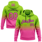 Custom Stitched Neon Green Pink-Black Fade Fashion Sports Pullover Sweatshirt Hoodie photo 1