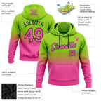 Custom Stitched Neon Green Pink-Black Fade Fashion Sports Pullover Sweatshirt Hoodie photo 2