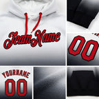 Custom Stitched White Red-Black Fade Fashion Sports Pullover Sweatshirt Hoodie detail