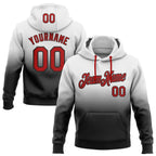 Custom Stitched White Red-Black Fade Fashion Sports Pullover Sweatshirt Hoodie photo 1