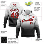 Custom Stitched White Red-Black Fade Fashion Sports Pullover Sweatshirt Hoodie photo 2