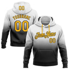 Custom Stitched White Gold-Black Fade Fashion Sports Pullover Sweatshirt Hoodie photo 1