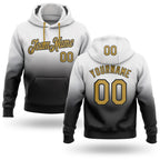 Custom Stitched White Old Gold-Black Fade Fashion Sports Pullover Sweatshirt Hoodie