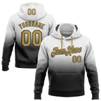 Custom Stitched White Old Gold-Black Fade Fashion Sports Pullover Sweatshirt Hoodie photo 1